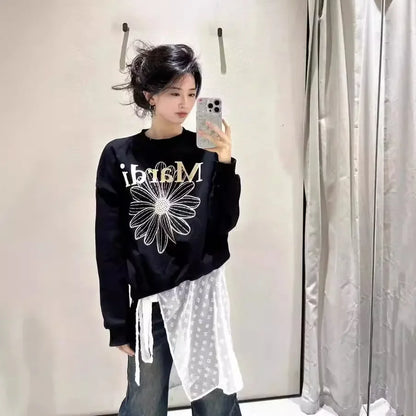 Mardi Korean Printed Loose-Fit Sweatshirt