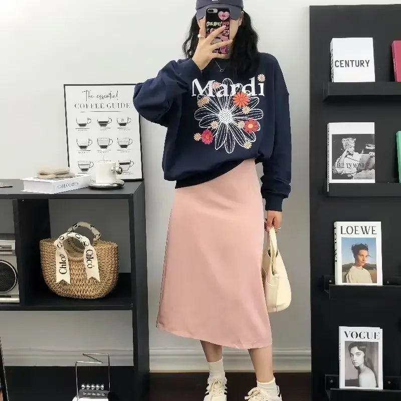 Mardi Korean Printed Loose-Fit Sweatshirt